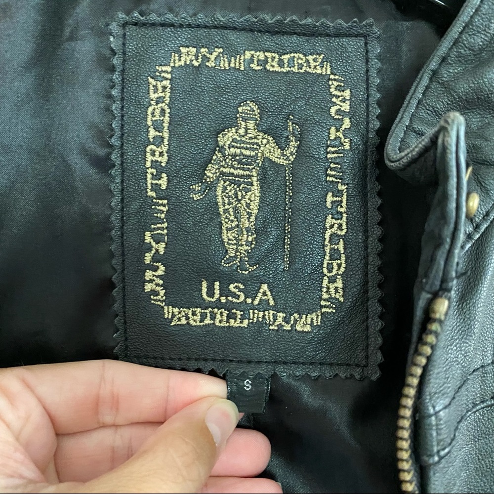 Black leather motorcycle jacket from My Tribe small - Picture 3 of 5